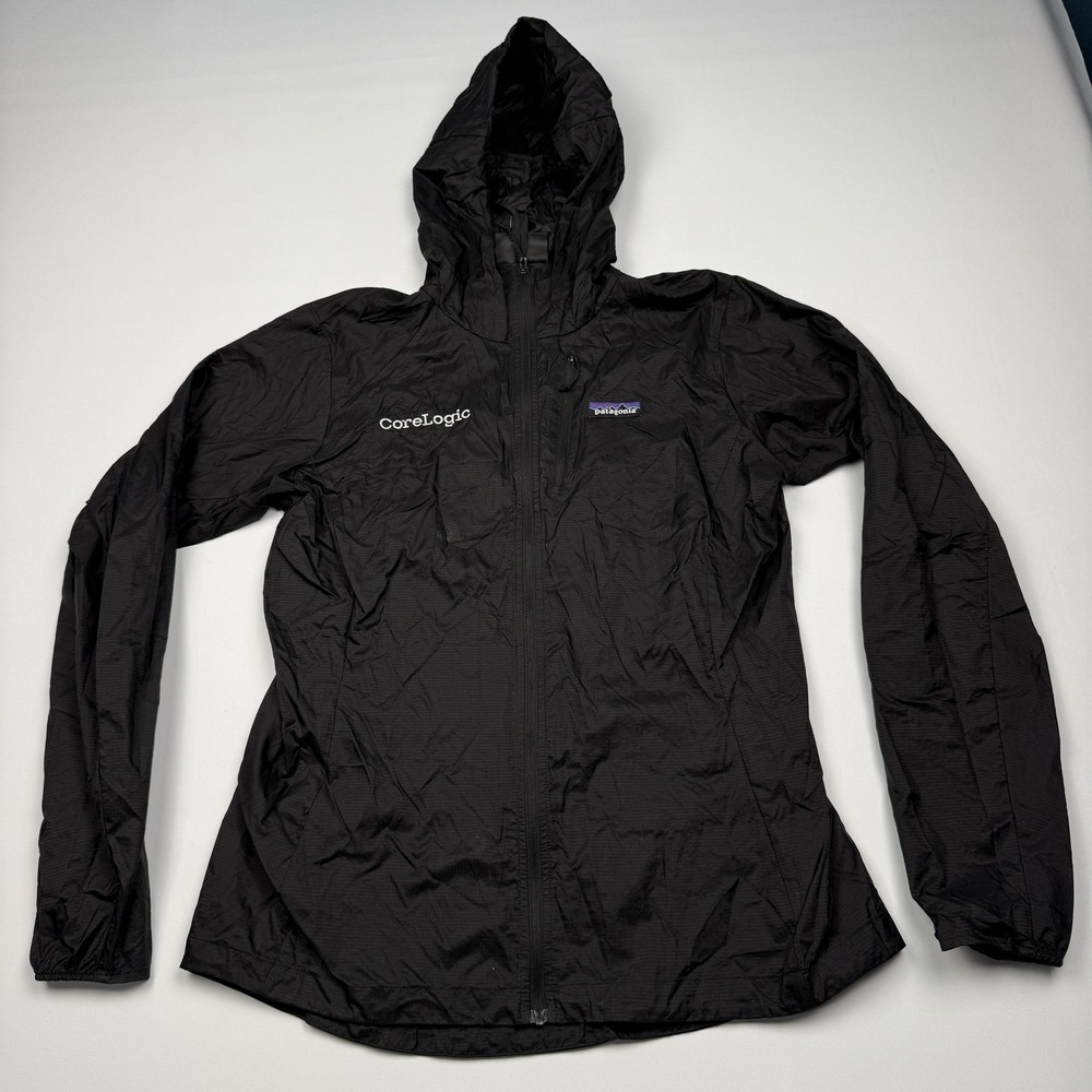 Patagonia Houdini Jacket Womens Medium Black Hooded Windbreaker Nylon CoreLogic
